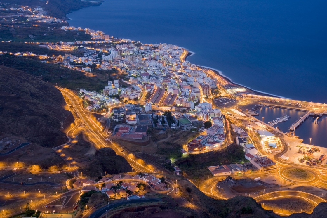 'Aerial night view of Santa Cruz, La Palma' - Kanaren