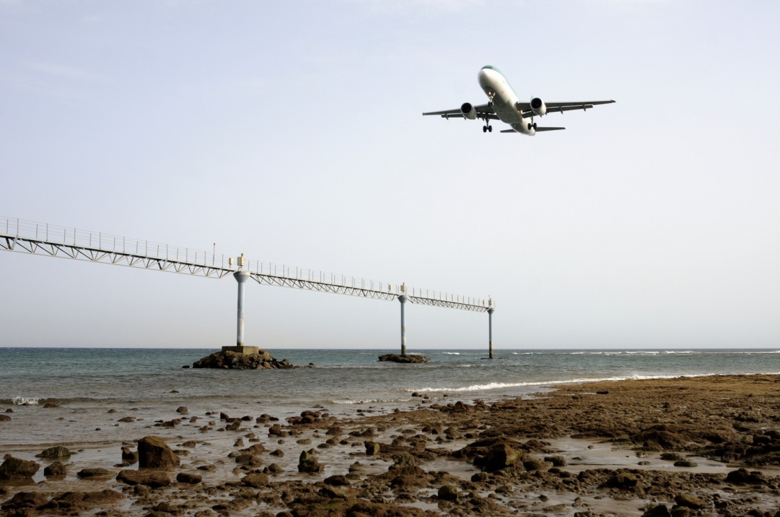 'Civil aircraft taking off at an airfield in Lanzarote' - Kanaren